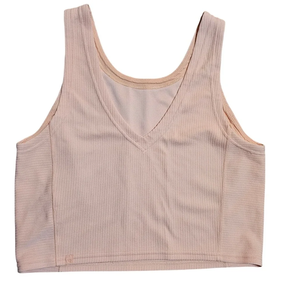 Lululemon Ribbed Softstreme Cropped Tank Top Peach Bellini Size 8